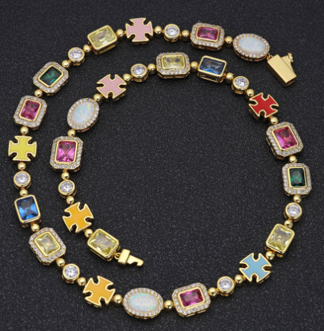 Hip-Hop Gemstone Necklace